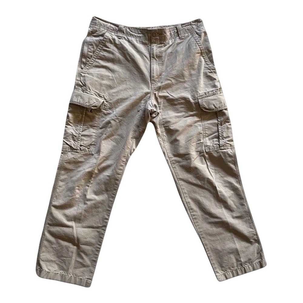 LL Bean Mens Natural Fit Cargo Pants 34x29 Tan Cotton Ripstop Utility Khaki